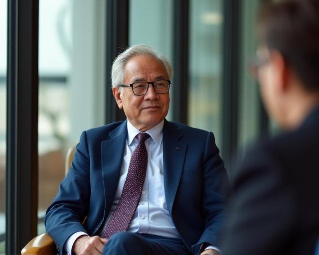 Senior executive engaging in a strategic coaching session in a modern office